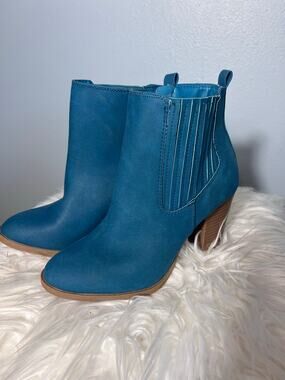 Serra Blue Heel Bootie Stretch Womens Sz 9 Teal Western Rodeo Festival Concert